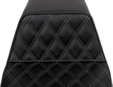 SADDLEMEN Step-Up Seat - Front Lattice Stitch - Dark Gray Stitch - FLH/FLT '08-'23 A808-07B-172GRE