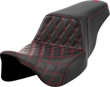 SADDLEMEN Step-Up Seat - Front Lattice Stitch - Red Stitch - FLH/FLT '08-'23 A808-07B-172RED
