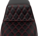SADDLEMEN Step-Up Seat - Front Lattice Stitch - Red Stitch - FLH/FLT '08-'23 A808-07B-172RED