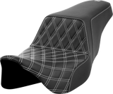 SADDLEMEN Step-Up Seat - Front Lattice Stitch - White Stitch - FLH/FLT '08-'23 A808-07B-172WHI