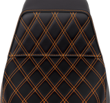 SADDLEMEN Step-Up Seat - Front Lattice Stitch - Orange Stitch - FLH/FLT '08-'23 A808-07B-172ORA