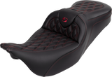 SADDLEMEN Roadsofa* Seat - with Backrest - Wine Berry Stitch - FL '08-'23 808-07B-182B8