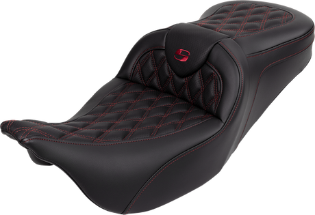 SADDLEMEN Roadsofa* Seat - with Backrest - Wine Berry Stitch - FL '08-'23 808-07B-182B8