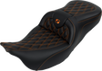 SADDLEMEN Roadsofa* Seat - with Backrest - Orange Stitch - FL '08-'23 808-07B-182B3
