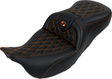 SADDLEMEN Roadsofa* Seat - with Backrest - Orange Stitch - FL '08-'23 808-07B-182B3