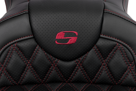 SADDLEMEN Roadsofa* Seat - with Backrest - Wine Berry Stitch - FL '08-'23 808-07B-182B8