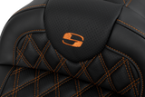 SADDLEMEN Roadsofa* Seat - with Backrest - Orange Stitch - FL '08-'23 808-07B-182B3