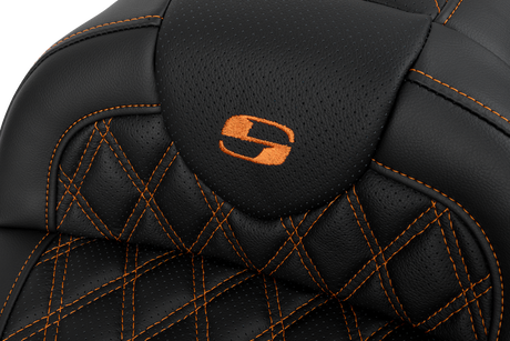 SADDLEMEN Roadsofa* Seat - with Backrest - Orange Stitch - FL '08-'23 808-07B-182B3