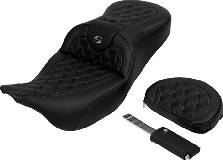SADDLEMEN Roadsofa* Seat - with Backrest - Dark Gray Stitch - FL '08-'23 808-07B-182B2
