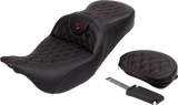 SADDLEMEN Roadsofa* Seat - with Backrest - Wine Berry Stitch - FL '08-'23 808-07B-182B8