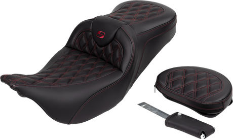 SADDLEMEN Roadsofa* Seat - with Backrest - Wine Berry Stitch - FL '08-'23 808-07B-182B8
