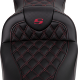 SADDLEMEN Roadsofa* Seat - with Backrest - Wine Berry Stitch - FL '08-'23 808-07B-182B8
