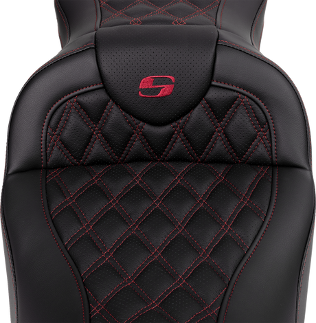 SADDLEMEN Roadsofa* Seat - with Backrest - Wine Berry Stitch - FL '08-'23 808-07B-182B8