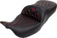 SADDLEMEN Roadsofa* Seat - with Backrest - Red Stitch - FL '08-'23 808-07B-182B4
