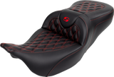 SADDLEMEN Roadsofa* Seat - with Backrest - Red Stitch - FL '08-'23 808-07B-182B4