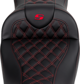 SADDLEMEN Roadsofa* Seat - with Backrest - Red Stitch - FL '08-'23 808-07B-182B4
