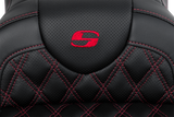 SADDLEMEN Roadsofa* Seat - with Backrest - Red Stitch - FL '08-'23 808-07B-182B4