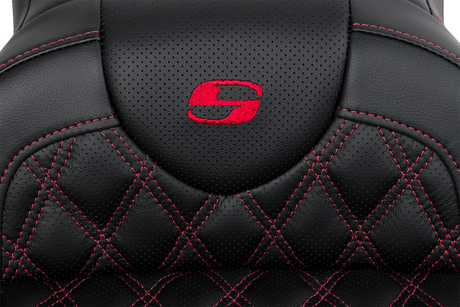 SADDLEMEN Roadsofa* Seat - with Backrest - Red Stitch - FL '08-'23 808-07B-182B4