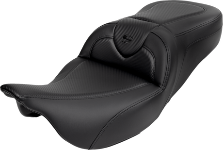 SADDLEMEN Roadsofa* Seat - with Backrest - Carbon Fiber - Black Stitch - FL '08-'19 808-07B-185B0