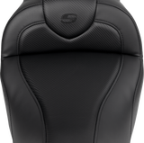 SADDLEMEN Roadsofa* Seat - with Backrest - Carbon Fiber - Black Stitch - FL '08-'19 808-07B-185B0
