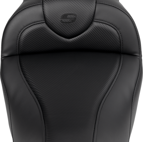 SADDLEMEN Roadsofa* Seat - with Backrest - Carbon Fiber - Black Stitch - FL '08-'19 808-07B-185B0