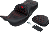 SADDLEMEN Roadsofa* Seat - with Backrest - Red Stitch - FL '08-'23 808-07B-182B4