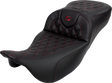 SADDLEMEN Roadsofa* Extended Reach Seat - Lattice Stitch - Wine Berry Stitch - with Backrest - FL '08-'23 808-07B-184B8