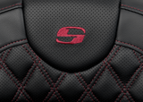 SADDLEMEN Roadsofa* Extended Reach Seat - Lattice Stitch - Wine Berry Stitch - with Backrest - FL '08-'23 808-07B-184B8