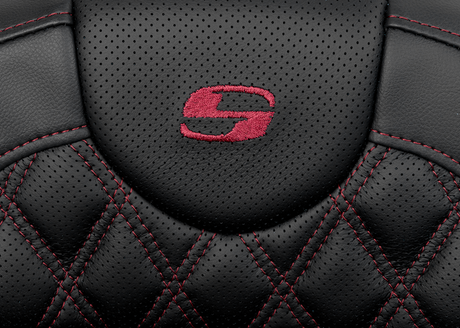 SADDLEMEN Roadsofa* Extended Reach Seat - Lattice Stitch - Wine Berry Stitch - with Backrest - FL '08-'23 808-07B-184B8