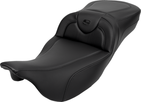 SADDLEMEN Roadsofa* Extended Reach Seat - Carbon Fiber - Black Stitch - Backrest - FL '08-'23 808-07B-186B0