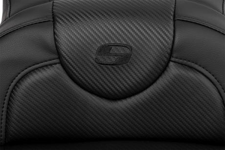 SADDLEMEN Roadsofa* Extended Reach Seat - Carbon Fiber - Black Stitch - Backrest - FL '08-'23 808-07B-186B0