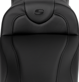 SADDLEMEN Roadsofa* Extended Reach Seat - Carbon Fiber - Black Stitch - Backrest - FL '08-'23 808-07B-186B0