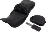SADDLEMEN Roadsofa* Extended Reach Seat - Carbon Fiber - Black Stitch - Backrest - FL '08-'23 808-07B-186B0