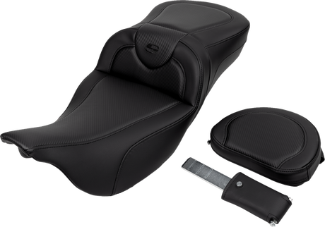 SADDLEMEN Roadsofa* Extended Reach Seat - Carbon Fiber - Black Stitch - Backrest - FL '08-'23 808-07B-186B0