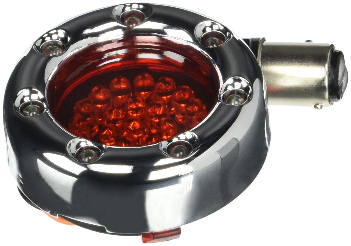 Custom Dynamics BTRC-RR-1157-R LED Turn Signal (Chrome Housing Red/Red Bullet Ringz (1157 Style)) - Cycle City Outdoors