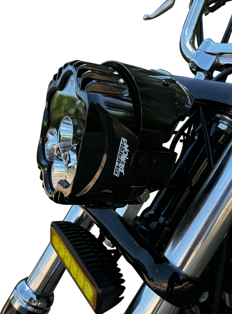 CUSTOM DYNAMICS LED Headlight - Shark Demon? - Pedestal Mount SD2-PM-W