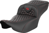 SADDLEMEN Roadsofa* Extended Reach Seat - without Backrest - Honeycomb - Red Stitch - FLTR/FLHX '23-'24 823-07-19004