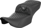 SADDLEMEN Roadsofa* Extended Reach Seat - without Backrest - Honeycomb - Silver Stitch - FLTR/FLHX '23-'24 823-07-19005