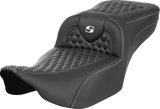 SADDLEMEN Roadsofa* Extended Reach Seat - without Backrest - Honeycomb - White Stitch - FLTR/FLHX '23-'24 823-07-19006