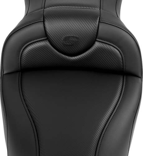 SADDLEMEN Roadsofa* Seat - without Backrest - Carbon Fiber - Black Stitch - 'FL '08-'19 808-07B-18500