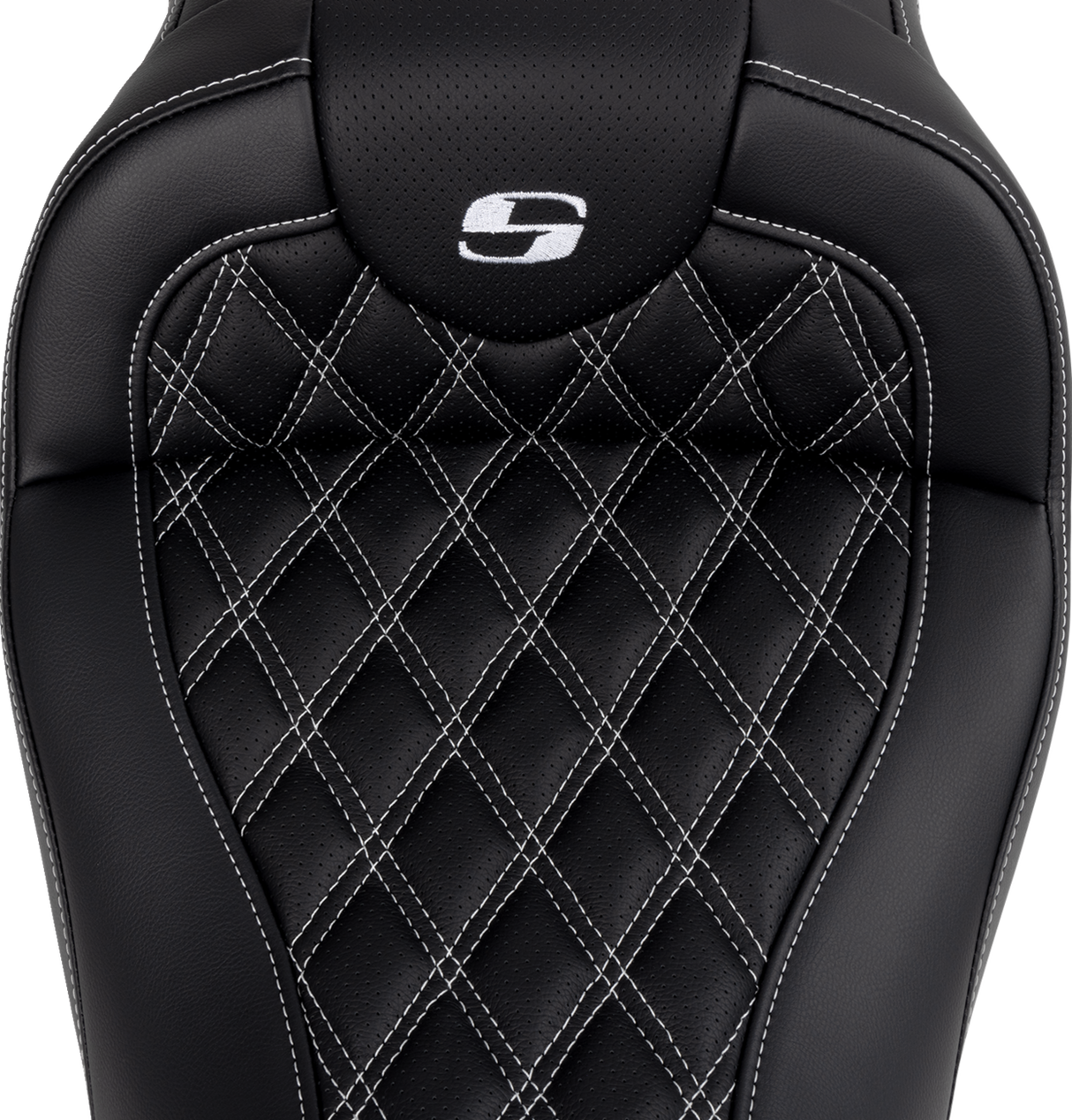 SADDLEMEN Roadsofa* Seat - with Backrest - White Stitch - FL '08-'23 808-07B-182B6