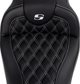SADDLEMEN Roadsofa* Seat - with Backrest - White Stitch - FL '08-'23 808-07B-182B6