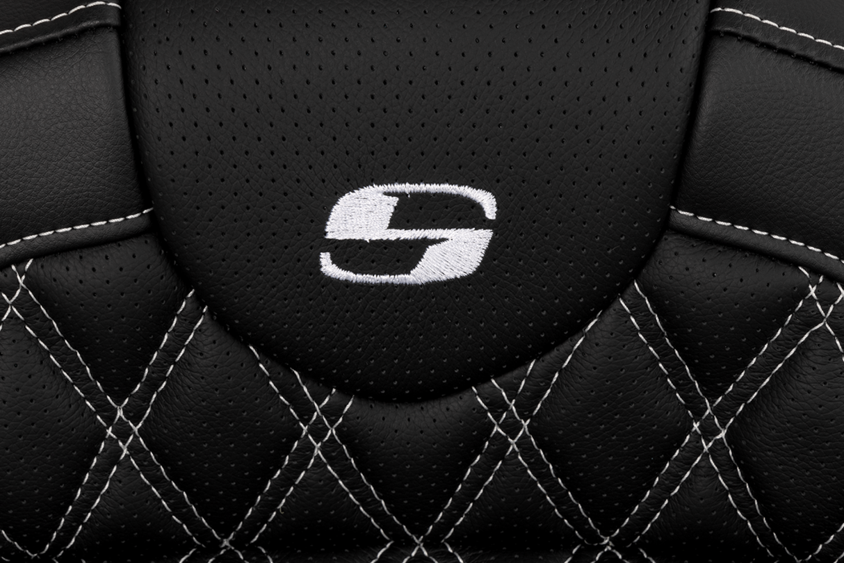 SADDLEMEN Roadsofa* Seat - with Backrest - White Stitch - FL '08-'23 808-07B-182B6