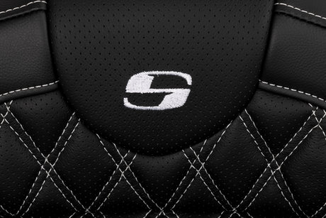 SADDLEMEN Roadsofa* Seat - with Backrest - White Stitch - FL '08-'23 808-07B-182B6