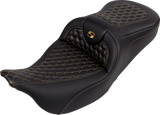 SADDLEMEN RoadSofa* Seat - Honeycomb - Gold Stitch - FLH/FLT '08-'23 808-07B-18907