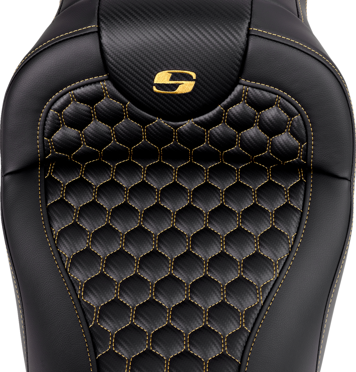 SADDLEMEN RoadSofa* Seat - Honeycomb - Gold Stitch - FLH/FLT '08-'23 808-07B-18907