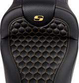 SADDLEMEN RoadSofa* Seat - Honeycomb - Gold Stitch - FLH/FLT '08-'23 808-07B-18907