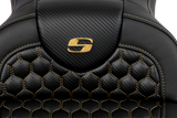 SADDLEMEN RoadSofa* Seat - Honeycomb - Gold Stitch - FLH/FLT '08-'23 808-07B-18907