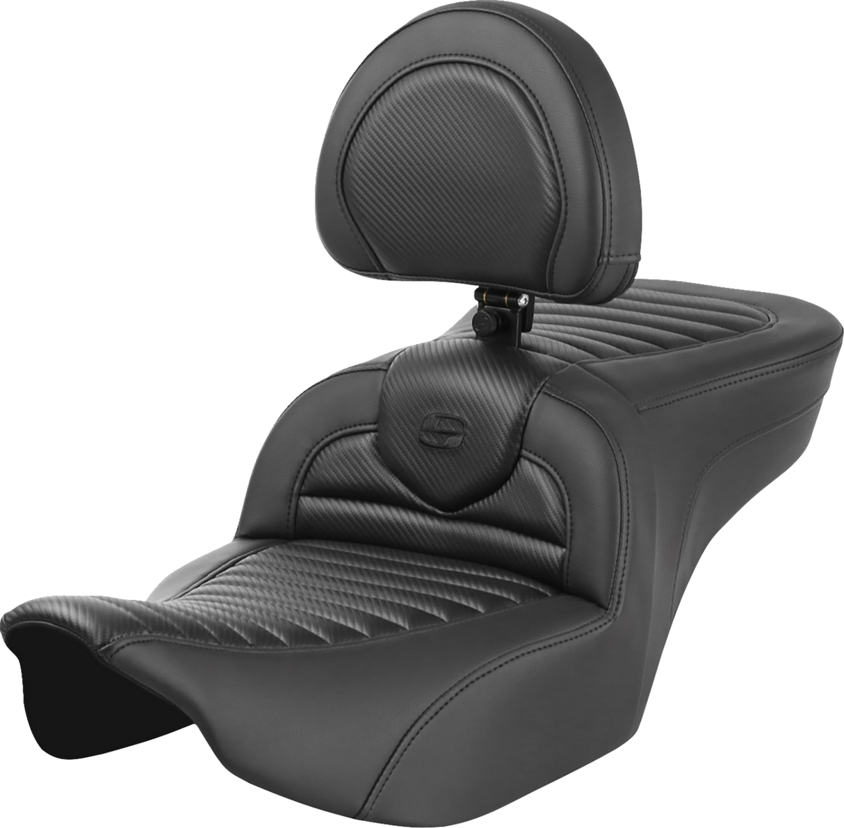 SADDLEMEN Roadsofa* Seat - with Backrest - Tuck-n-Roll - Carbon Fiber - FLTR/FLHX '23-'24 823-07-204B0