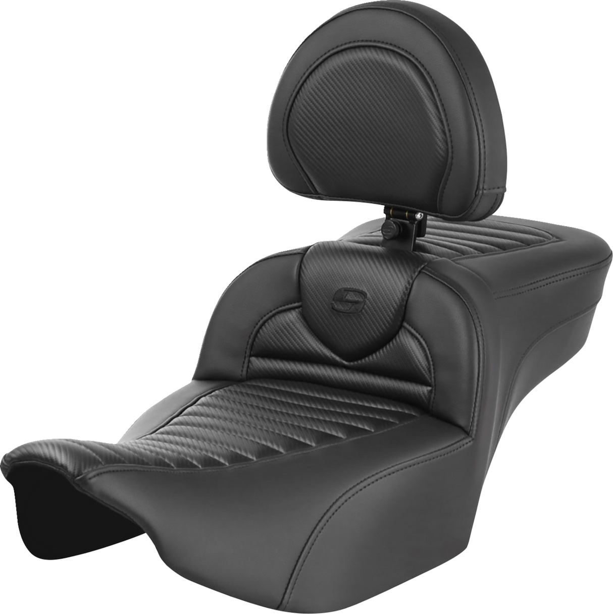 SADDLEMEN Roadsofa* Extended Reach Seat - with Backrest - Tuck-n-Roll - Carbon Fiber - FLTR/FLHX '23-'24 823-07-205B0